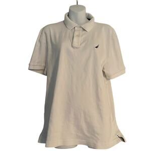 Nautica Men White Button Down Cotton Polo Shirt Size Large #67835